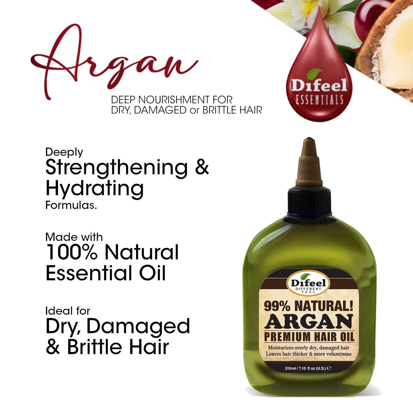 Difeel Premium Natural Hair Oil - Argan Oil 7.1 ounce (4-Pack) Beauty & Personal Care Difeel