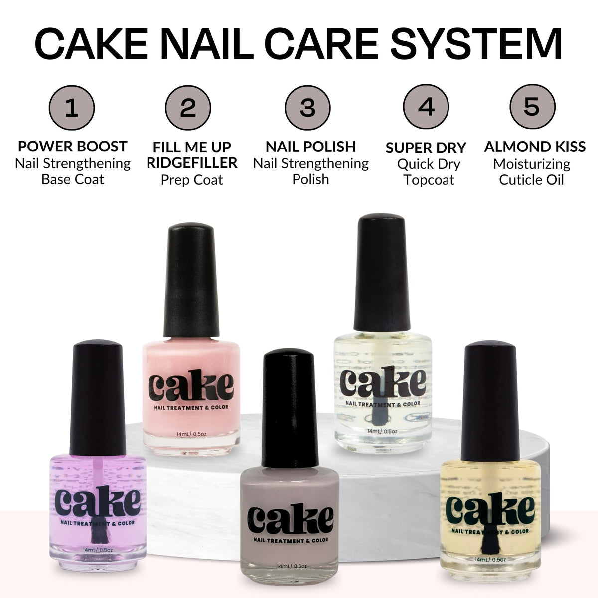 CAKE Chemical Free Nail Polish, Nail Strengthener and Growth, Nail Repair for Damaged Nails, Fingernail Polish, Natural Nail Polish, Nail Concealer