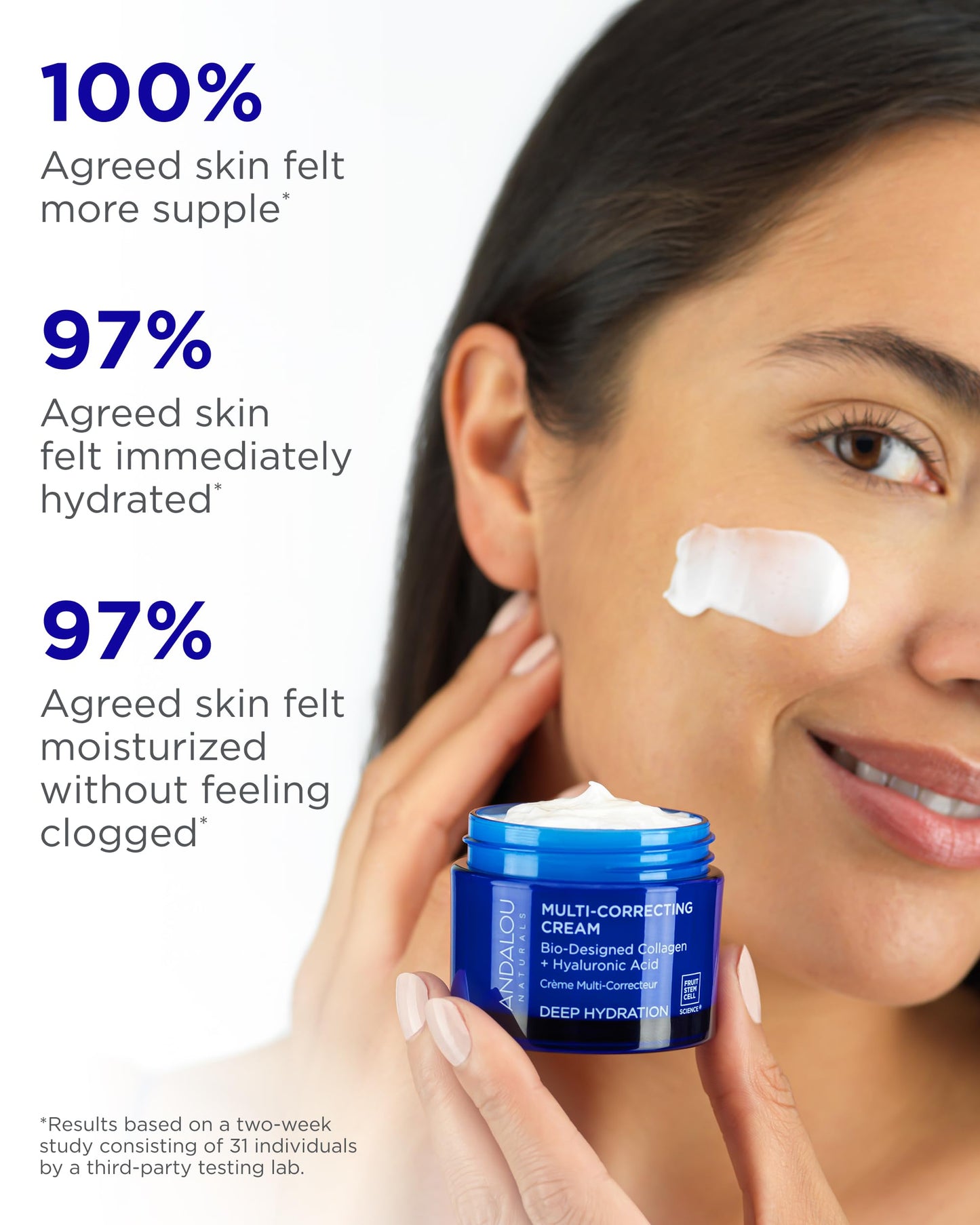 Andalou Naturals Deep Hydration Face Moisturizer Multi-Correcting Cream - Daily Skincare With Hyaluronic Acid, Vegan Collagen, & Fruit Stem Cells Beauty & Personal Care Andalou Naturals