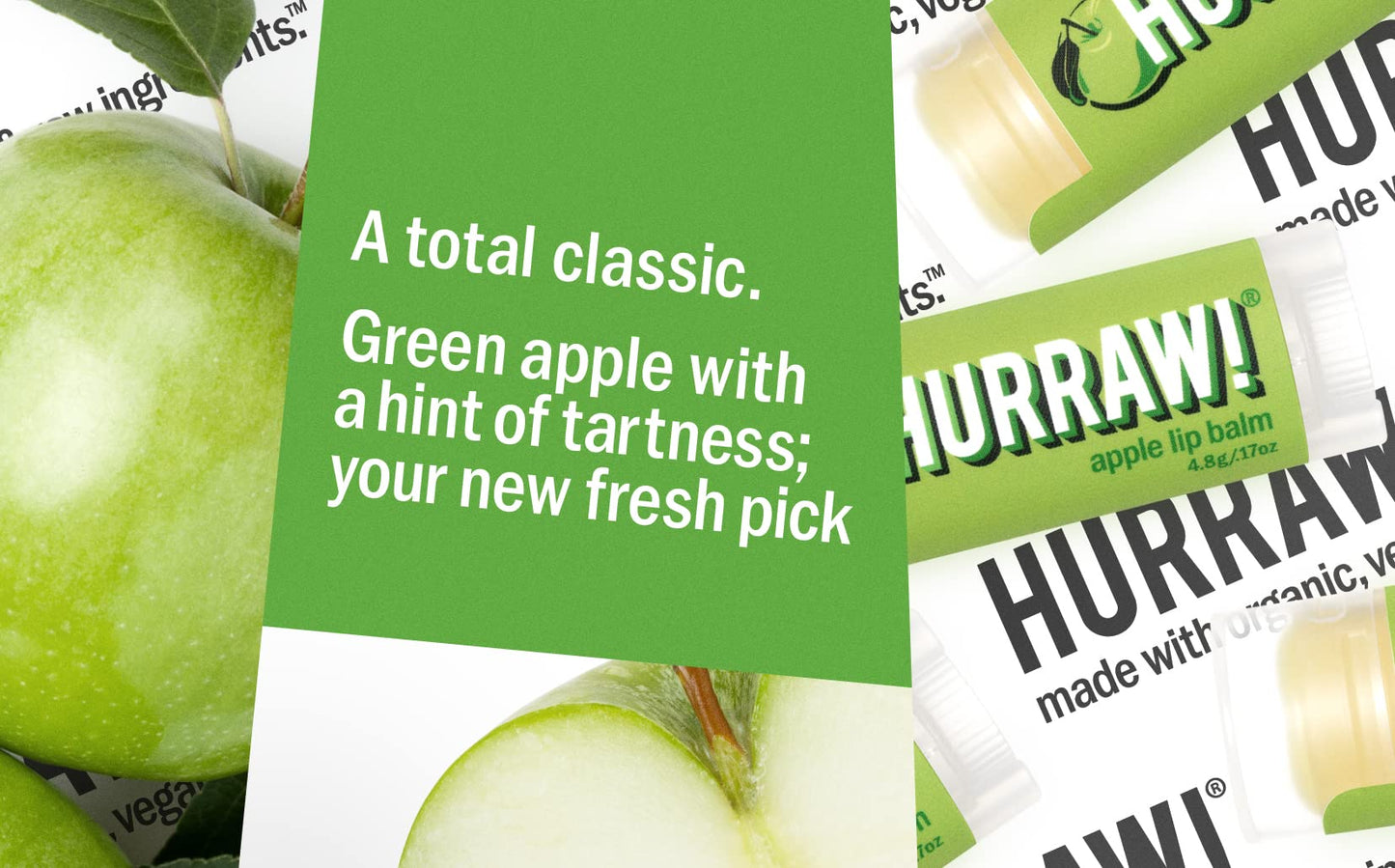 Hurraw! Apple Lip Balm, 3 Pack: Organic, Certified Vegan, Cruelty and Gluten Free. Non-GMO, 100% Natural Ingredients. Bee, Shea, Soy and Palm Free. Beauty & Personal Care HURRAW!