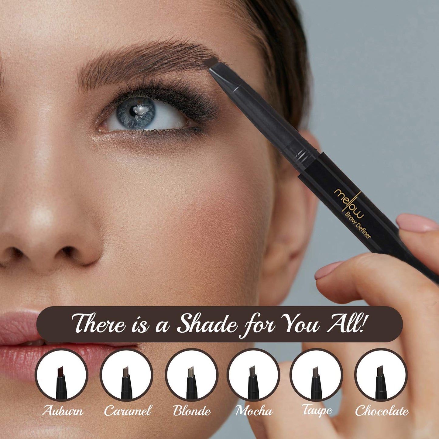 Mellow Cosmetics Brow Definer Eyebrow Pencil | Triangular Tip, Non Greasy, Long Lasting & Easy To Glide | Brow Defining Pen | Professional Eyebrow Beauty & Personal Care Mellow