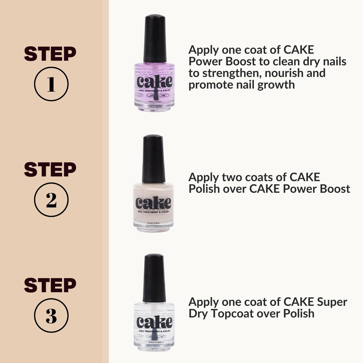CAKE Healthy Nail Polish for Damaged Nails for Women, Nail Strengthener and Growth, Nail Repair for Damaged Nails, Fingernail Polish, Natural, Nail