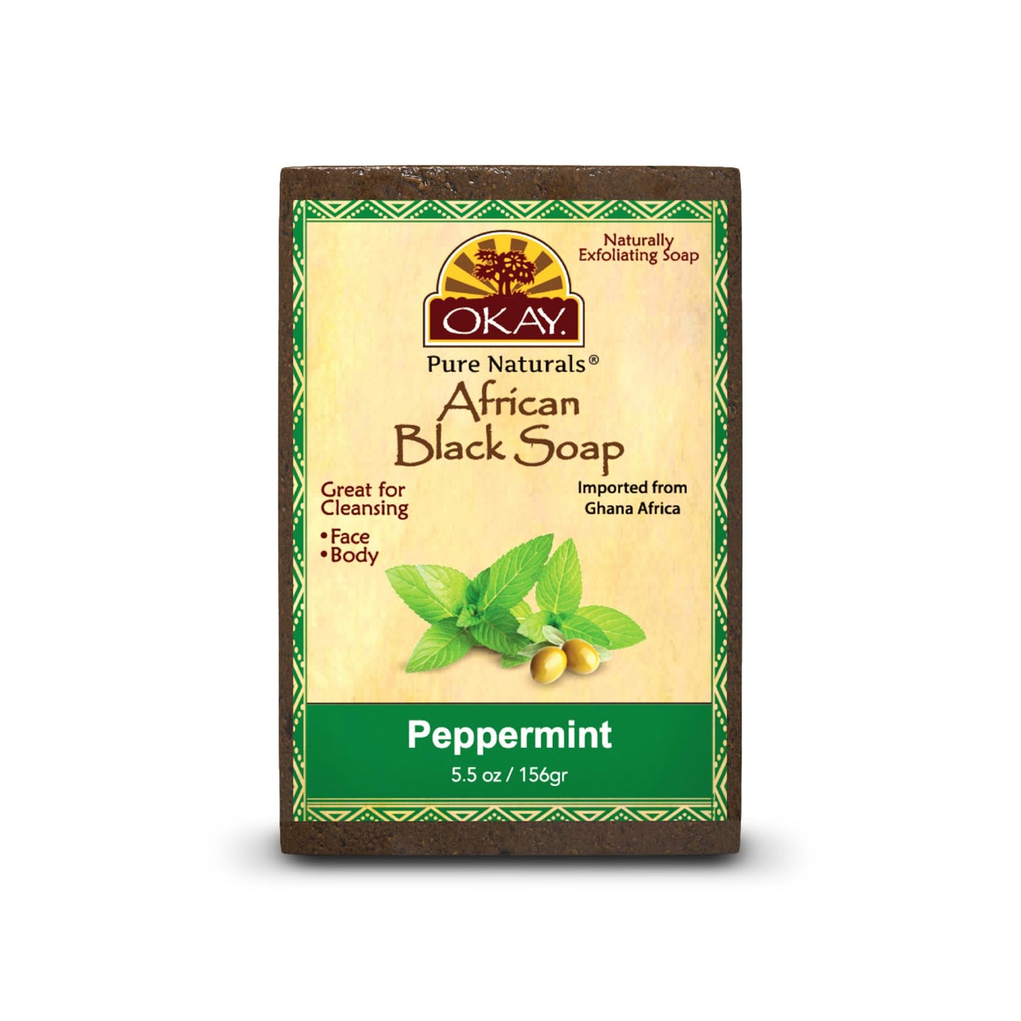 OKAY | African Black Soap with Peppermint | For All Skin Types | Cleanses and Exfoliates | Nourishes and Heals | Free of Sulfate, Silicone & Paraben | Beauty & Personal Care OKAY