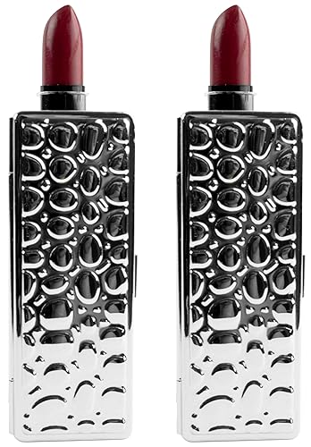 Stephanie Imports Set of 2 Rectangular Vintage Lipstick Cases With Glass Mirror (Silver Drops) Beauty & Personal Care Stephanie Imports