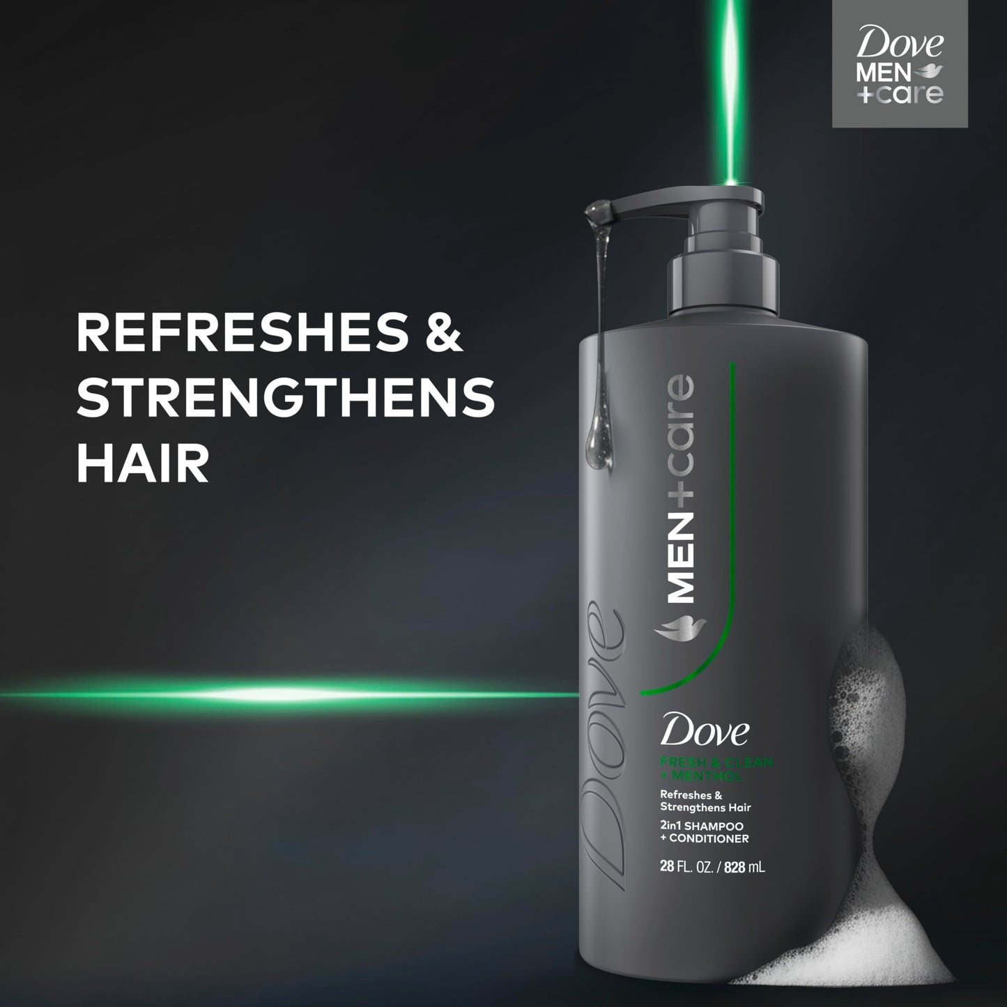 DOVE MEN + CARE Shampoo 1 count Fresh + Clean for Hair Refreshing & Strengthening, with Menthol, 28 fl oz Beauty and Personal Care DOVE MEN + CARE