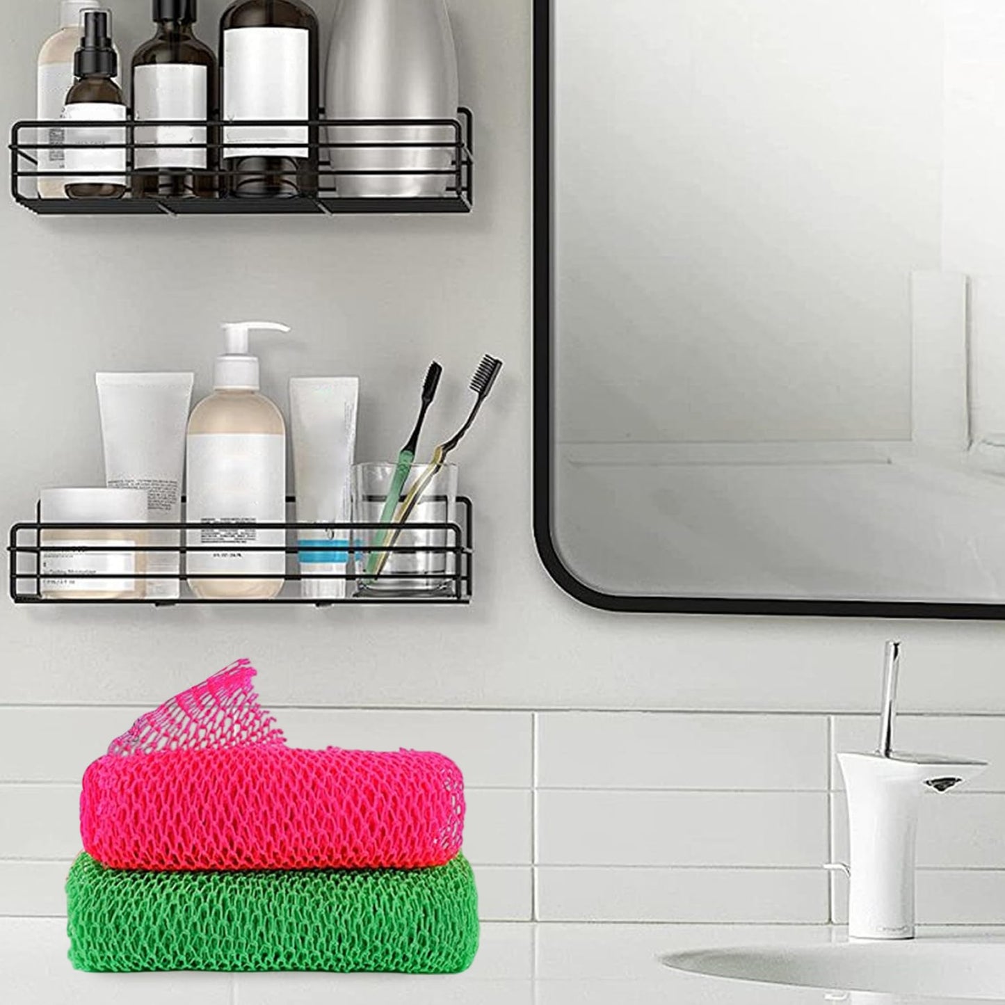 2Pcs African Net Sponge 12x30 Labor-Saving Long Widen African Net Cloth Portable Mesh Foldable Exfoliating Washcloth for Men and Women Beauty and Personal Care Xoeryoy