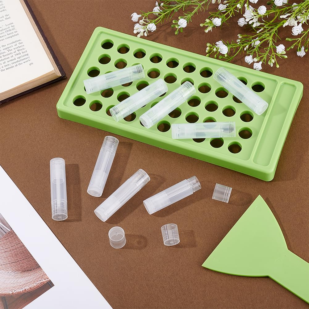 arricraft 150 Pcs Lip Balm Tubes with Filling Tray and Spatula, 8ml Empty Tubes Plastic Clear Lip Gloss Balm Containers for DIY Make Up Beauty and Personal Care arricraft