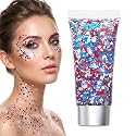 Red White Blue Hair Glitter Stick, 2026 New Patriotic USA Flag Star Chunky Face Body Outfits Sparkle Patriotic Pride Glitter for Soccer President's Beauty & Personal Care SundownAura