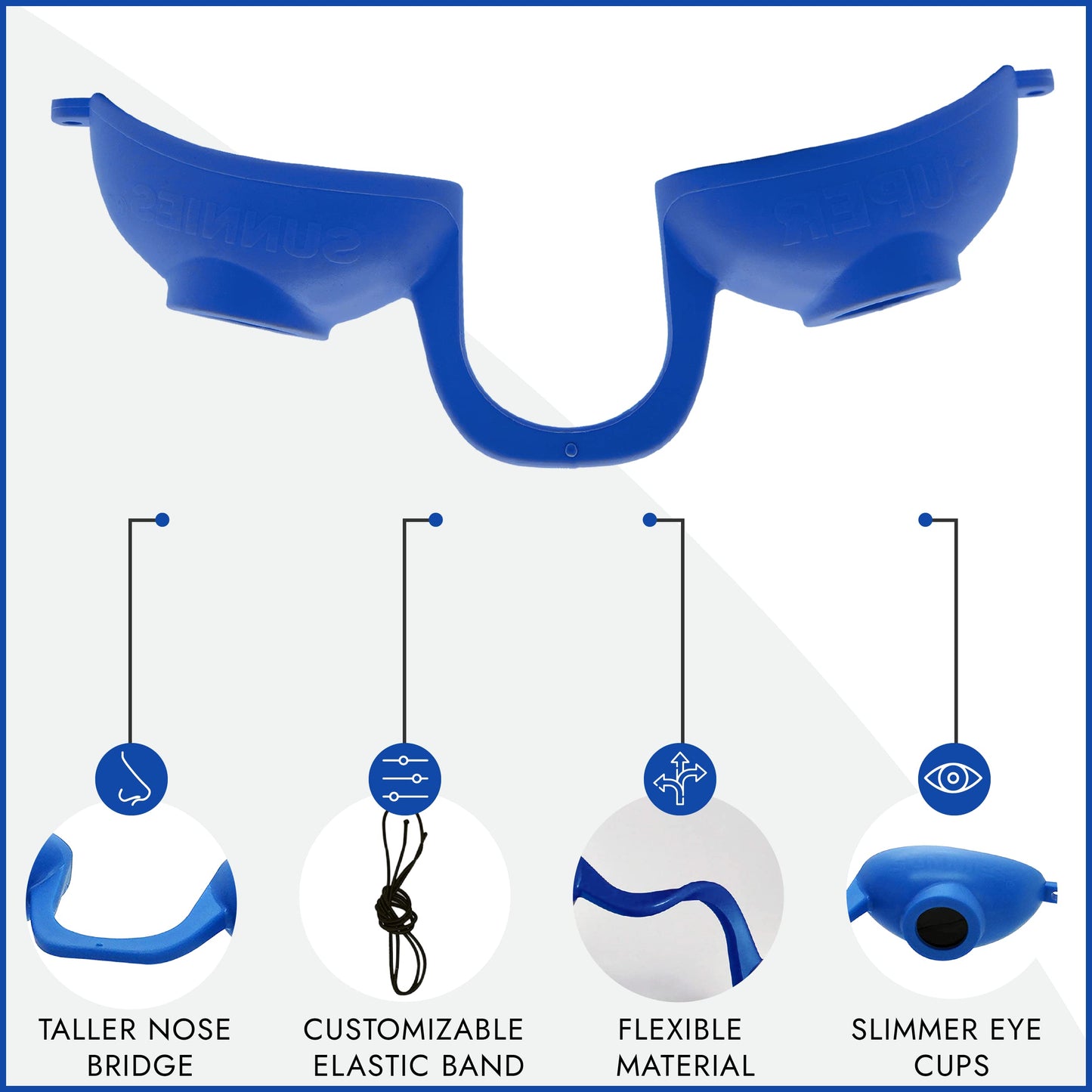 Super Sunnies Evo Flexible UV Eye Protection FDA Compliant, Tanning Bed Goggles, Red Light Therapy Glasses - Blue Beauty & Personal Care Super Sunnies