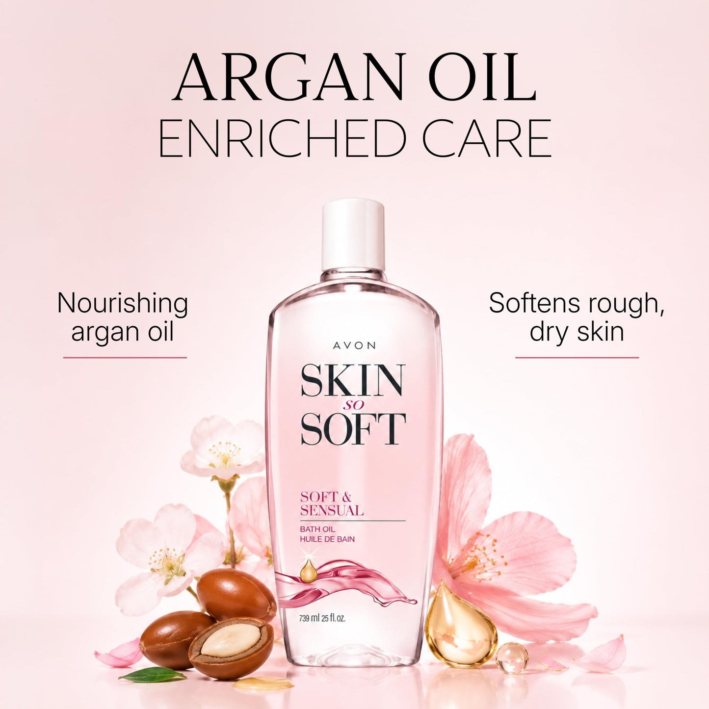 AVON Skin So Soft Bonus-Size Soft & Sensual Bath Oil for Women - 25 fl oz, Scented Moisturizer for Dry Skin - Deeply Hydrating Body Oil for Bath Beauty and Personal Care AVON