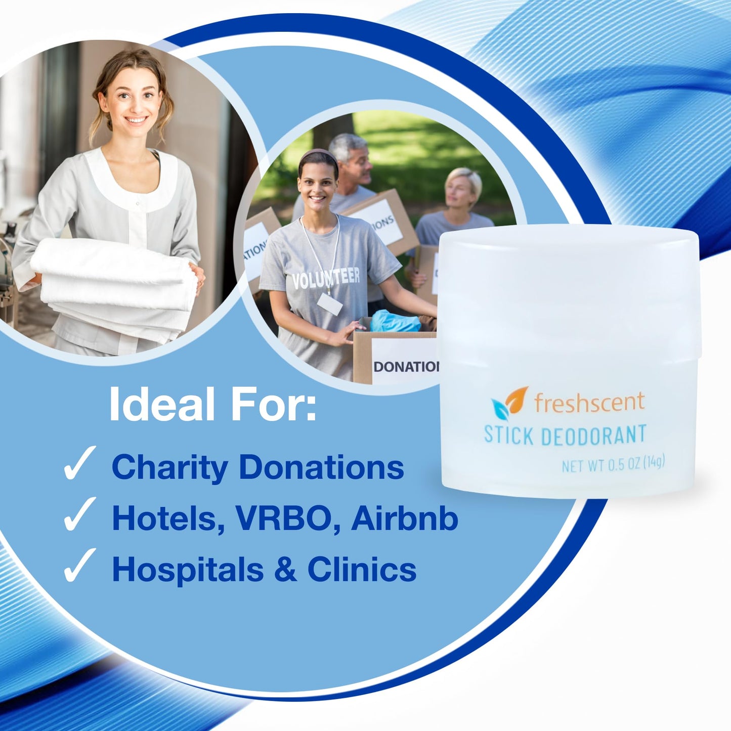 (144 Pack) Freshscent 0.5 oz. Stick Deodorant, Travel Size, Alcohol Free, light fragrance, bulk packed and perfect for donations. Beauty and Personal Care Freshscent