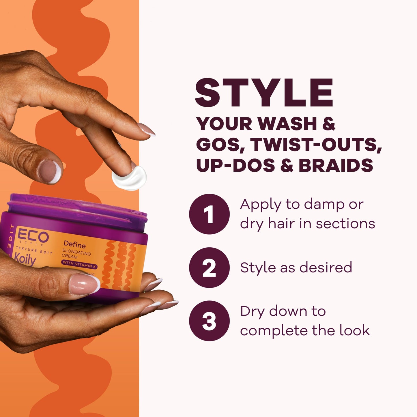 Eco Style Elongating Cream, Texture Edit, Koily Define Gel Para Cabello for Type 4 curly hair, 6oz. Beauty & Personal Care Eco Style