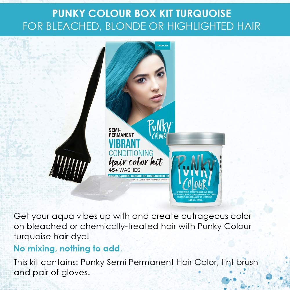 Punky Colour Box Kit Turquoise Semi Permanent Hair Color - Vegan, Cruelty-Free Conditioning Hair Dye, Lasts Up to 35 Washes Beauty & Personal Care Punky