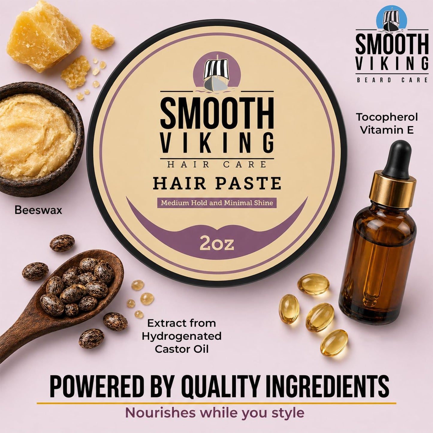 Smooth Viking Hair Paste for Men - Natural Matte Styling Paste for Textured Messy Hairstyle Hair Cream, Hair Styling Cream with Minimal Shine & Medium Beauty & Personal Care SMOOTH VIKING BEARD CARE