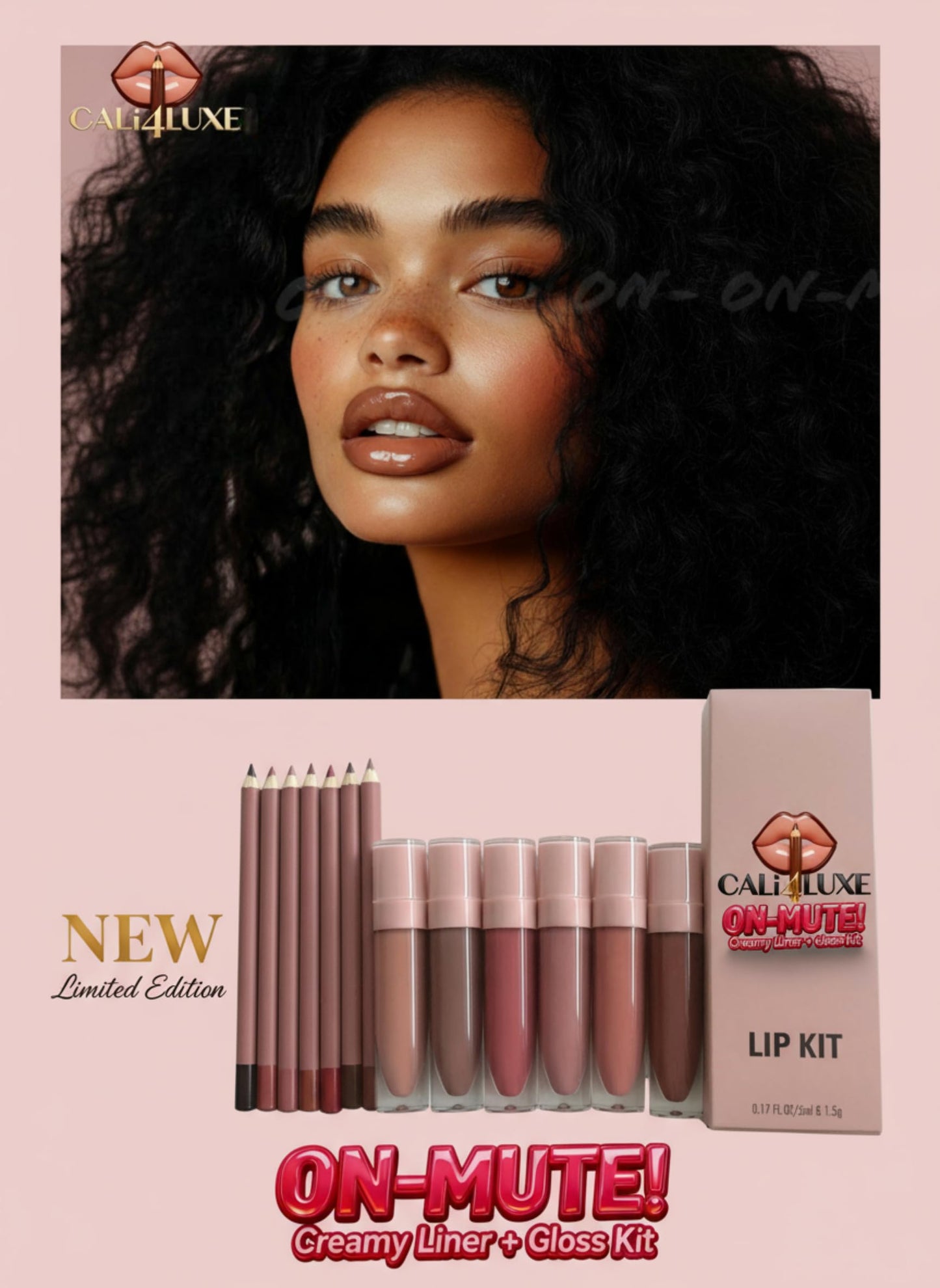 CALi4LUXE ON-MUTE! Creamy Lip Liner and Gloss Kit, Matte Finish, Long-Lasting, Vegan Formula (Velvet #8) Beauty & Personal Care CALi4LUXE