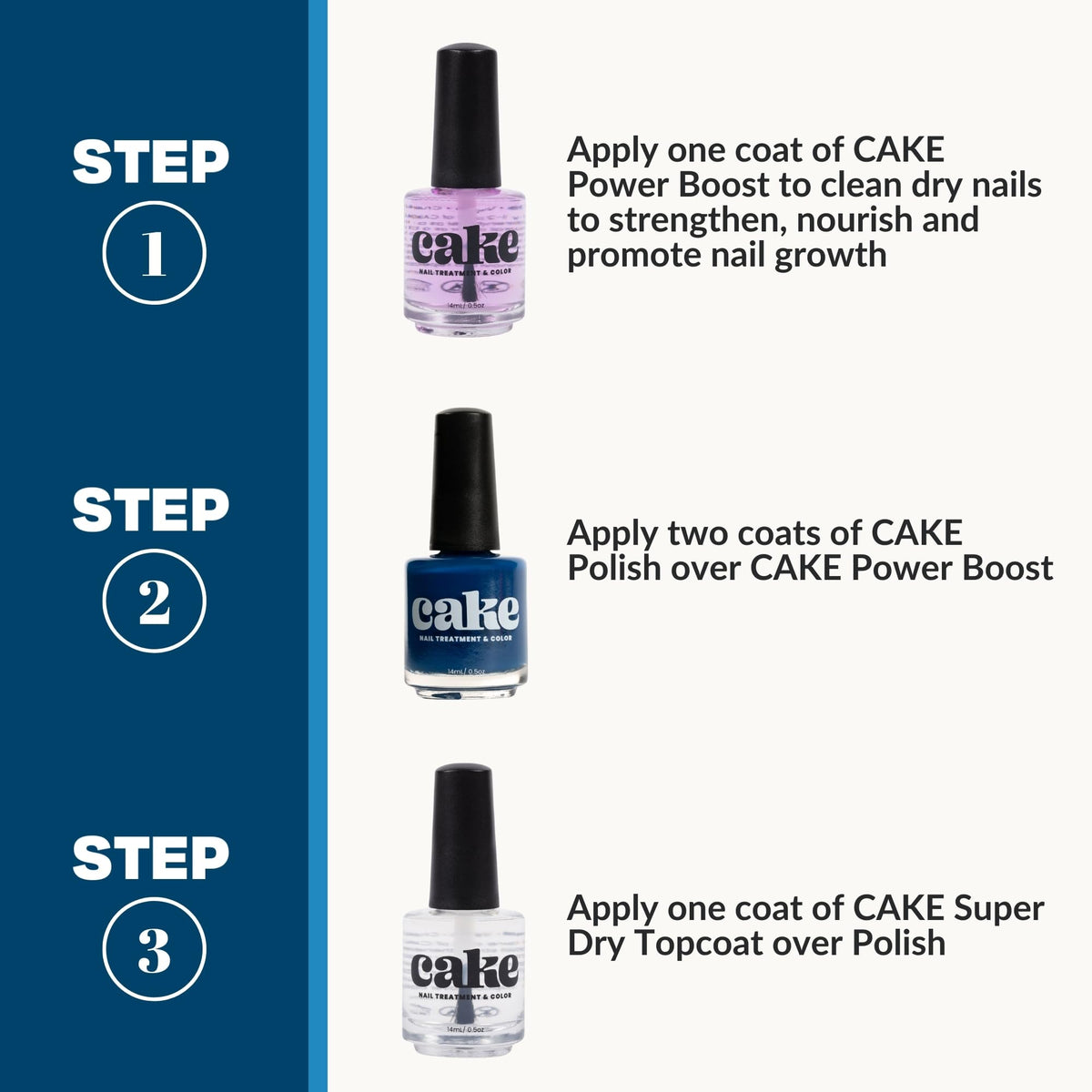 CAKE Vegan Nail Polish for Women, Cuticle Oil, Nail Strengthener and Growth, Nail Repair for Damaged Nails, Fingernail Polish, Natural Nail Polish