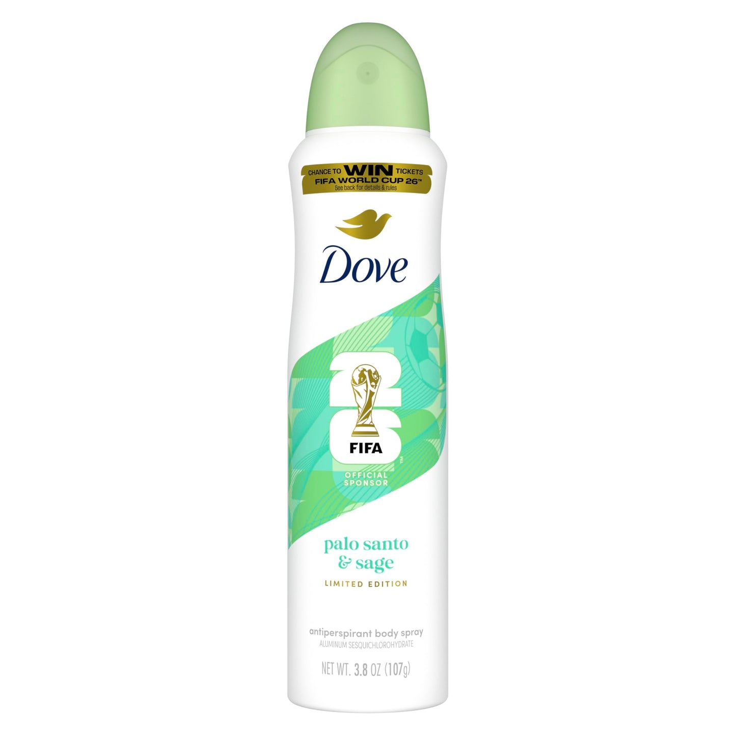 Dove Advanced Care Dry Spray Antiperspirant - Palo Santo & Sage Scent, 72h Sweat & Odor Protection, Alcohol Free, FIFA World Cup Limited Edition, 3.8 Beauty and Personal Care Dove