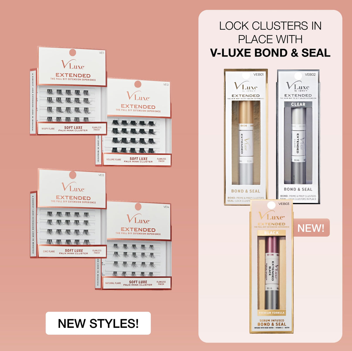 VLuxe Soft Luxe Faux Mink Lash Cluster, 12-16mm Seamless DIY Lash Extensions, Volume & Wispy Fans, Luxurious Soft Fibers, Ultra Comfort False