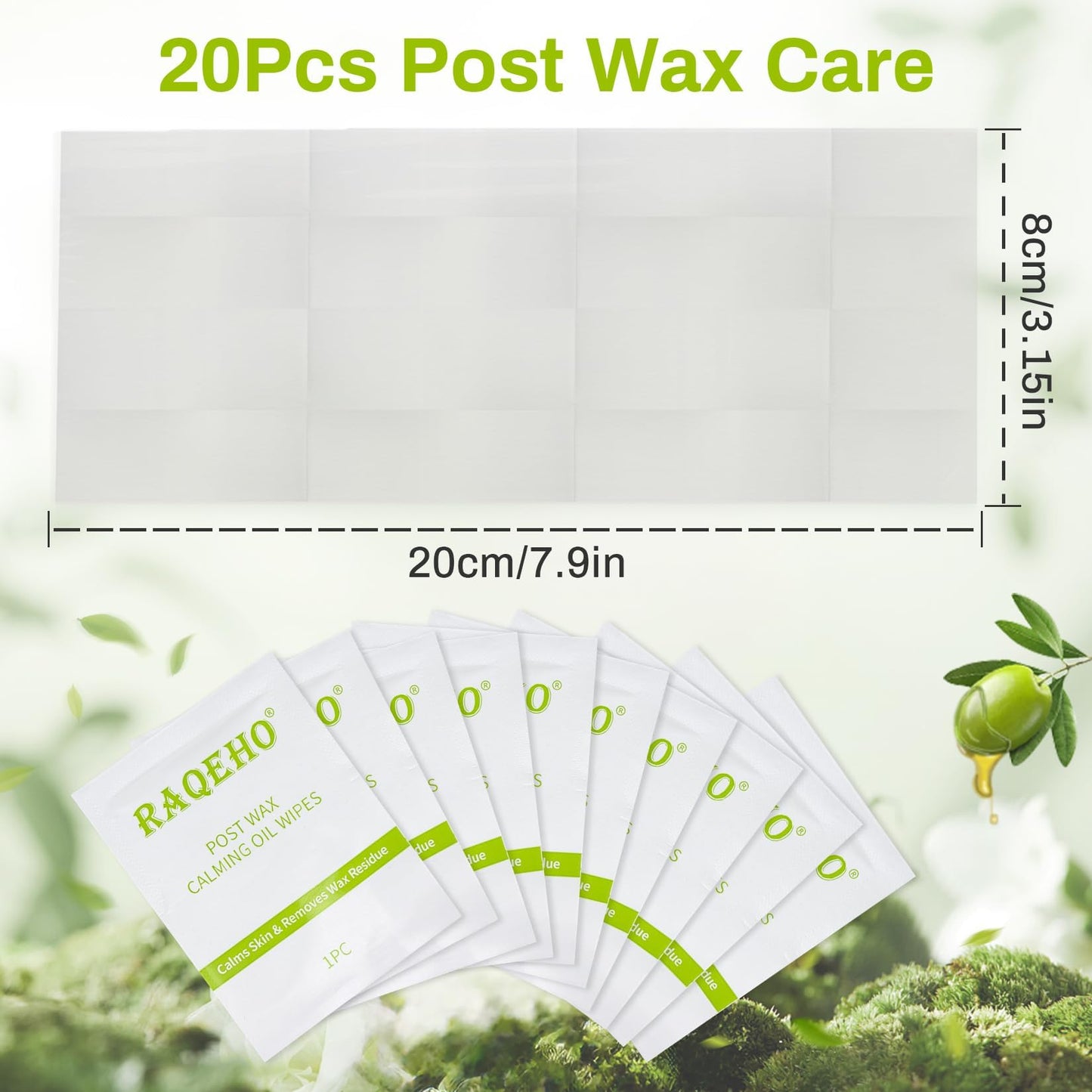 RAQEHO 20PCS Post Wax Wipes - After Waxing Calming Oil Wipes Post Wax Care for Body Facial Waxing Remover Aftercare Product for Hair Removal After Wax Beauty and Personal Care RAQEHO