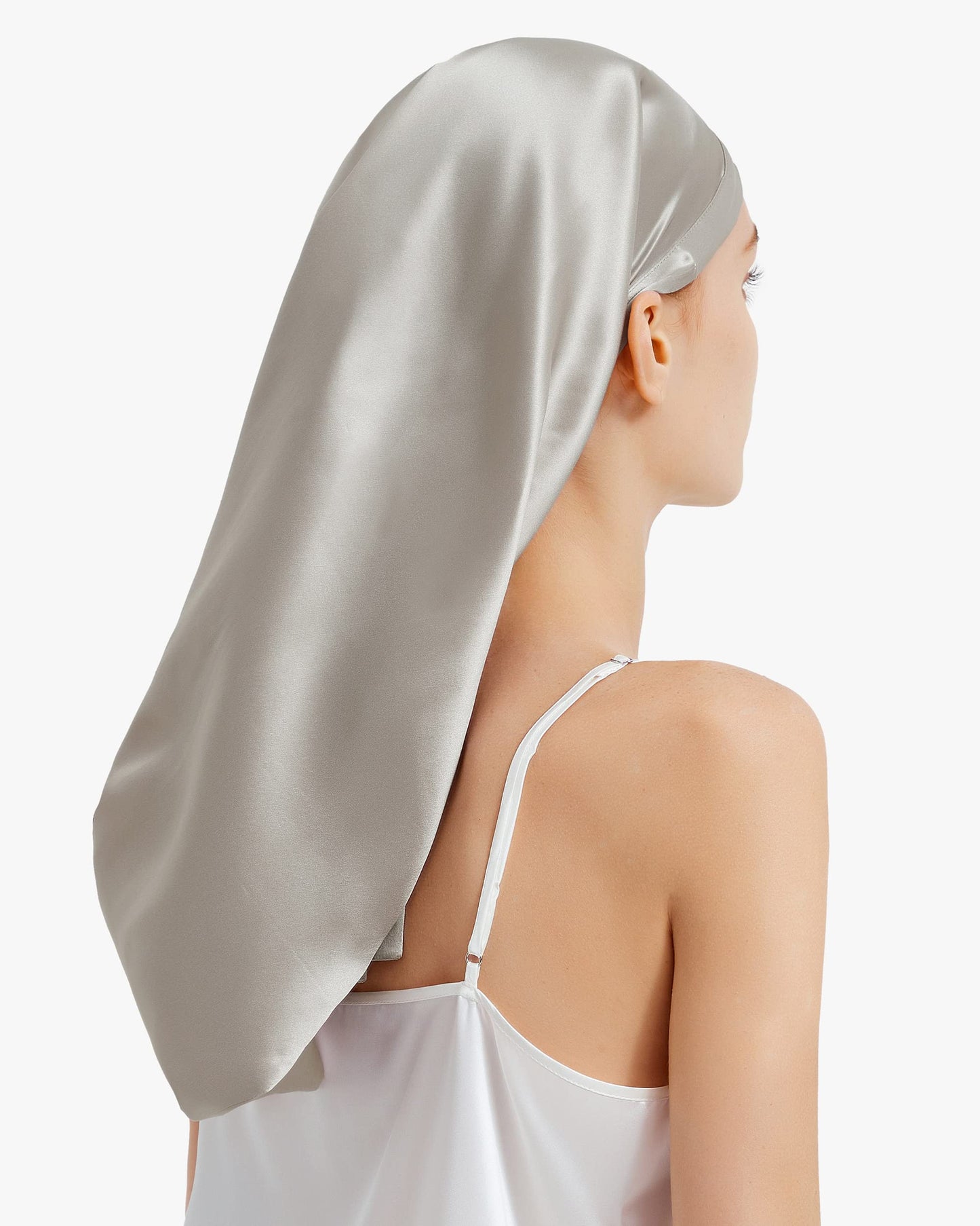 LILYSILK 100% Silk Bonnet Mulberry 19 Momme Silk Sleep Cap Long for Curly Hair Night Cap for Sleeping, Silk Hair Wrap for Women Silvergray Beauty and Personal Care LilySilk