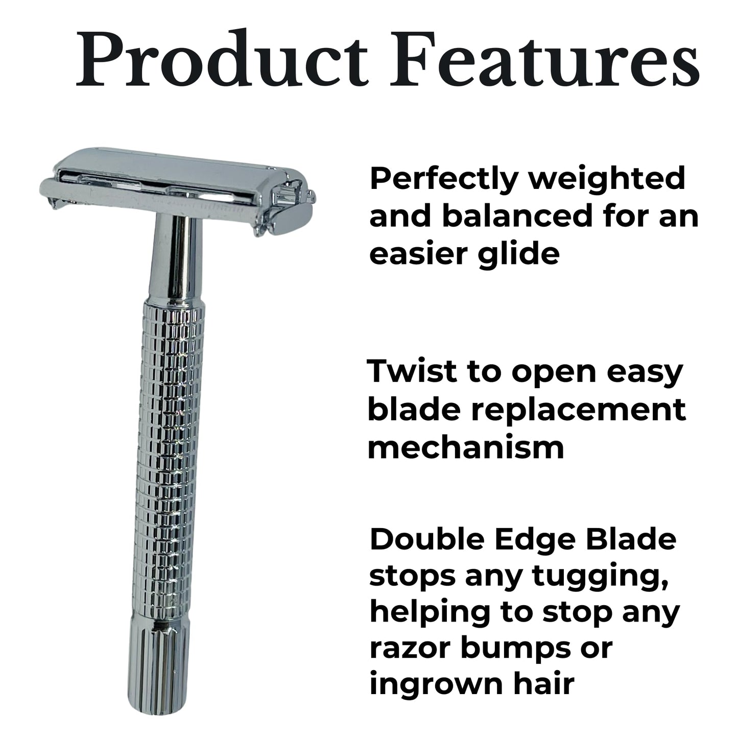 GENTS Long Handle Classic Double Edge Safety Razor - Butterfly Open Razor 10 Stainless Steel Double Edge Blade Refills - Close, Clean Shaving Razor Beauty and Personal Care G.B.S