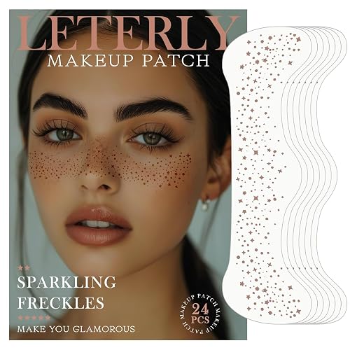 Leterly 24 Pcs Glitter Freckles Face Tattoo,Brown Face Glitter Makeup Patches Cute Sparkle Freckles Patches Waterproof Makeup Speckles for Face Beauty & Personal Care Leterly