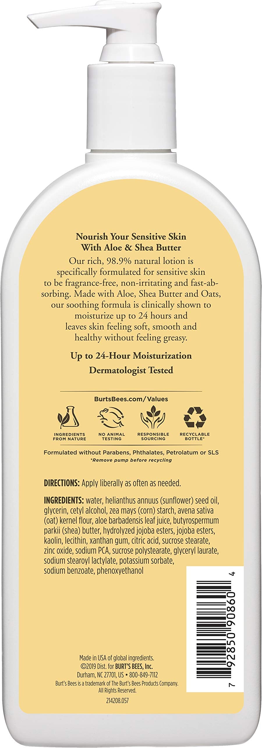Burt's Bees Body Lotion for Sensitive Skin with Aloe & Shea Butter, 12 Oz (Package May Vary) Beauty & Personal Care Burt's Bees
