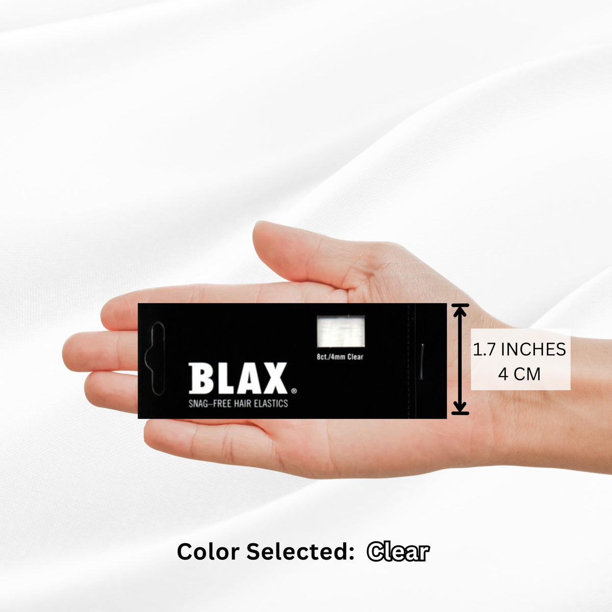 Blax Clear Hair Elastics Transparent Snag-Free Hair Ties 4mm 8 Count 2PK