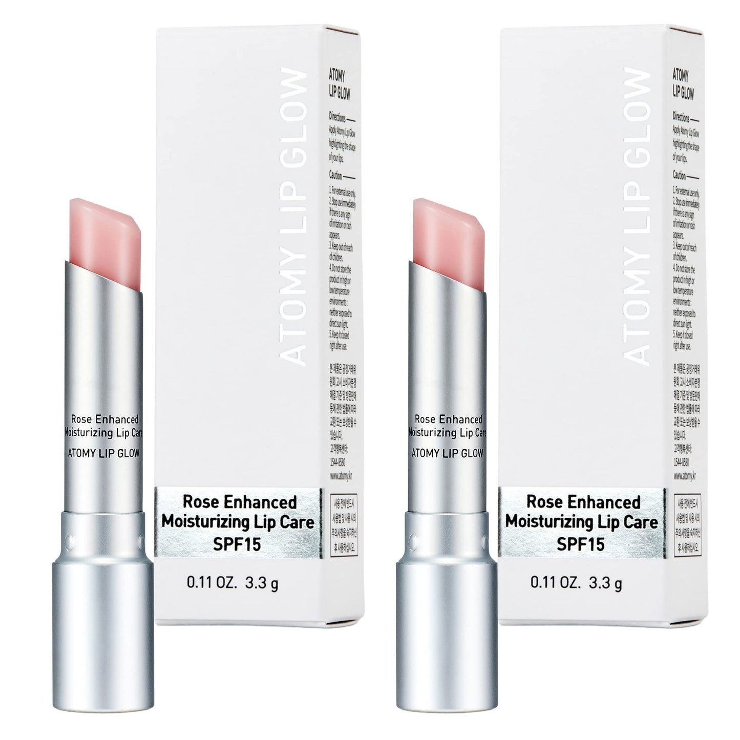 Atomy Lip Glow 3.3g x 2 EA - Moisturizing Lip Care Treatment Balm with Natural Pink Color Beauty and Personal Care GASHINA STORY
