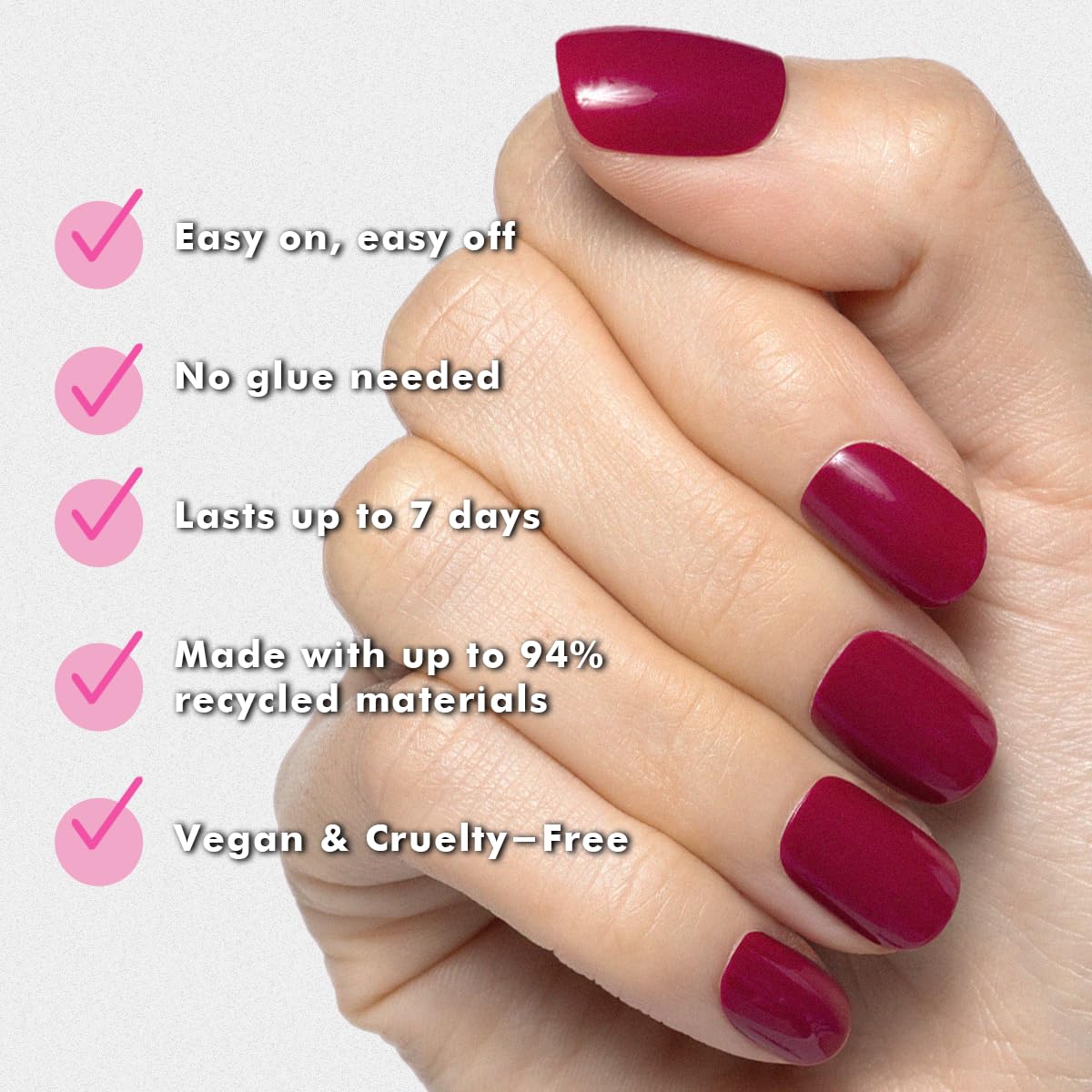 Olive & June Super Stick Press-On Nails, Mulberry