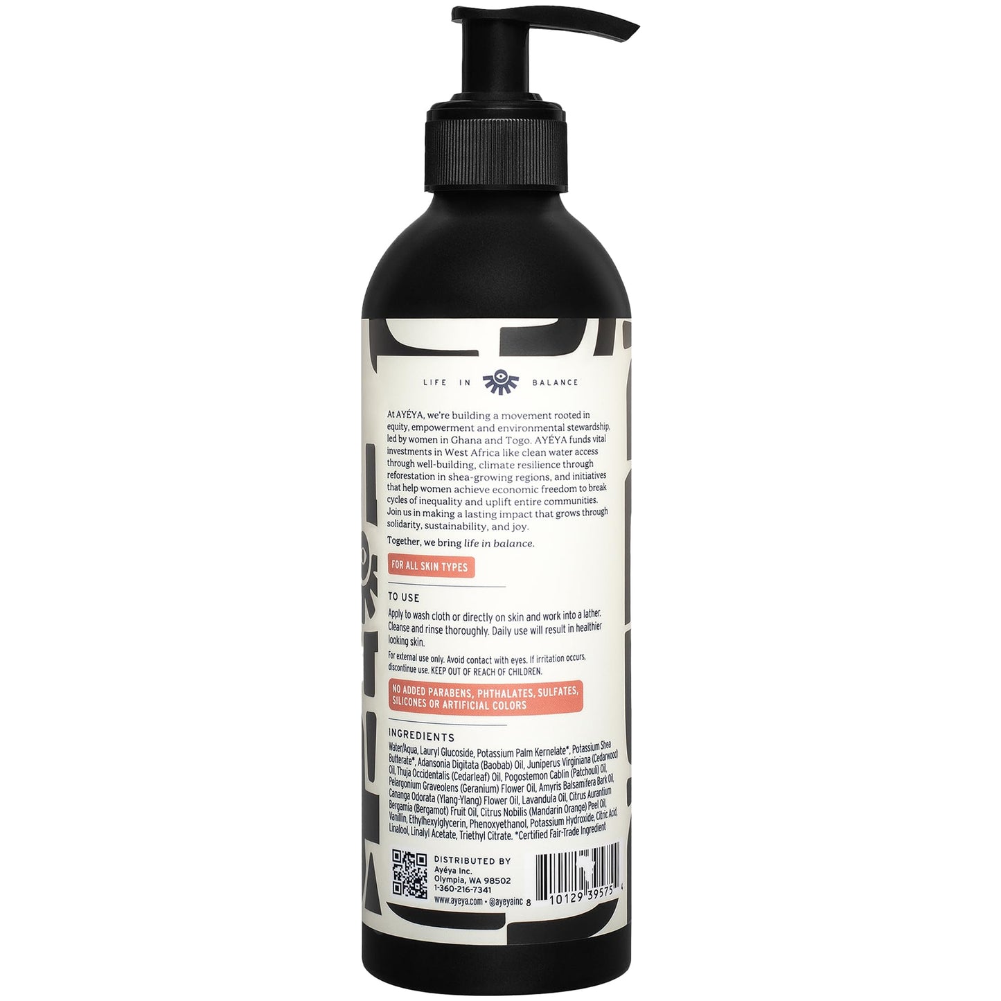 AYÉYA Liquid African Black Soap - Honor | Cedarwood, Patchouli & Moringa | Firming Face & Body Wash for Mature, Textured & Aging Skin | Anti-Aging Beauty & Personal Care Ayeya