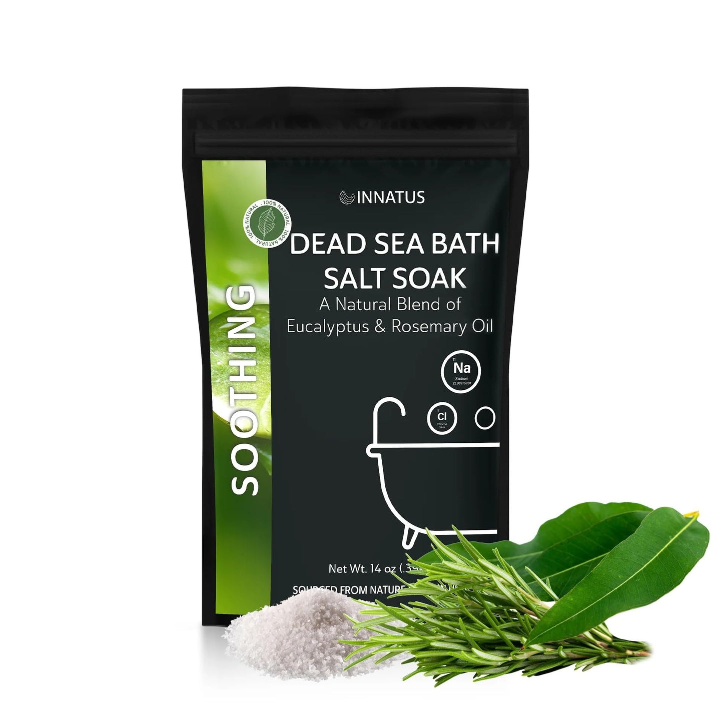 Dead Sea Soothing Bath Salt Soak with 21 Minerals - Relaxing, Detoxifying, and Nourishing for Skin - 14oz, Infused with Essential Oils - Rejuvenate Beauty and Personal Care INNATUS