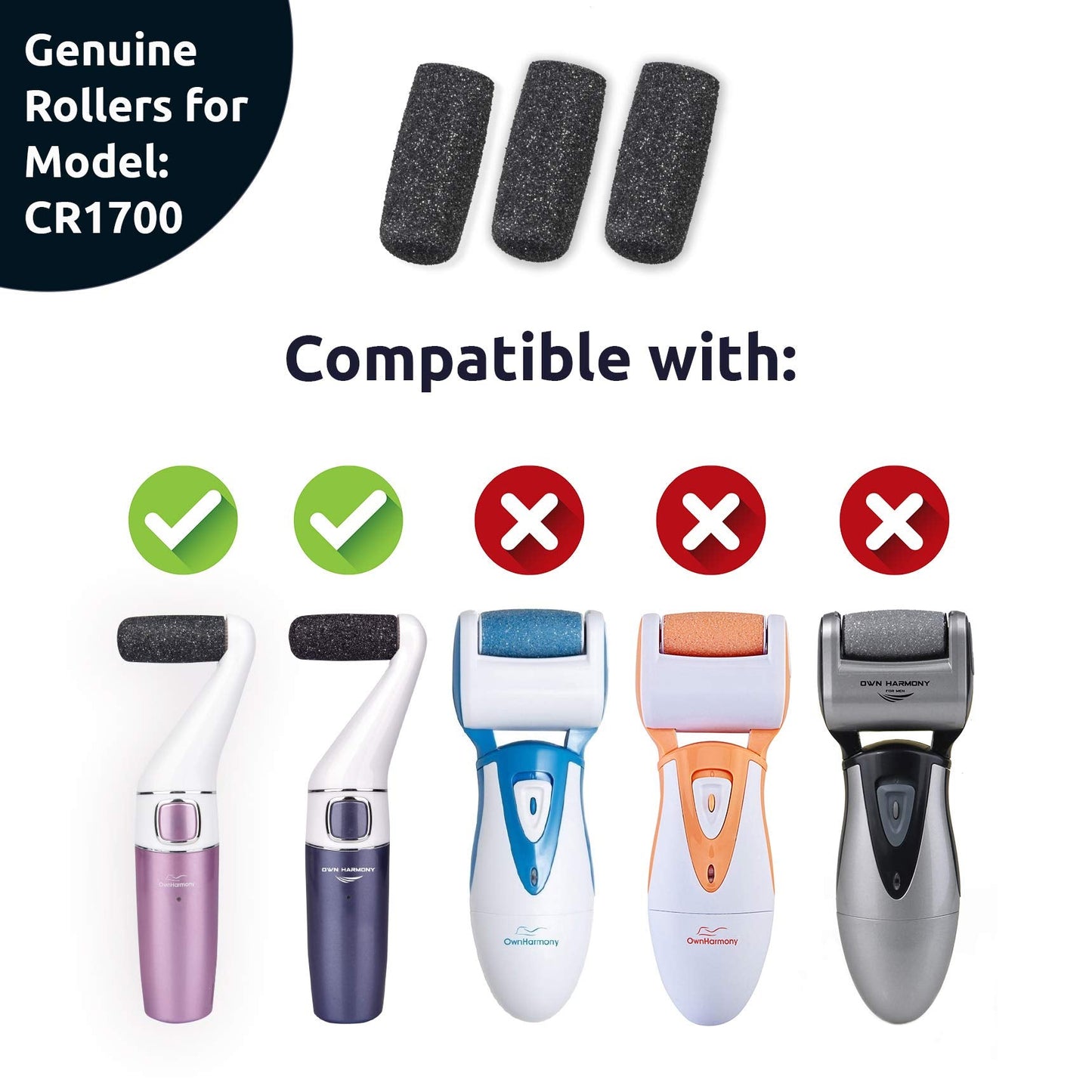 Extra Coarse Refill Rollers by Own Harmony - Best Fit for Electric Callus Remover CR1700: Professional Foot Care for Healthy Feet, Pedicure File Tools Beauty & Personal Care Own Harmony