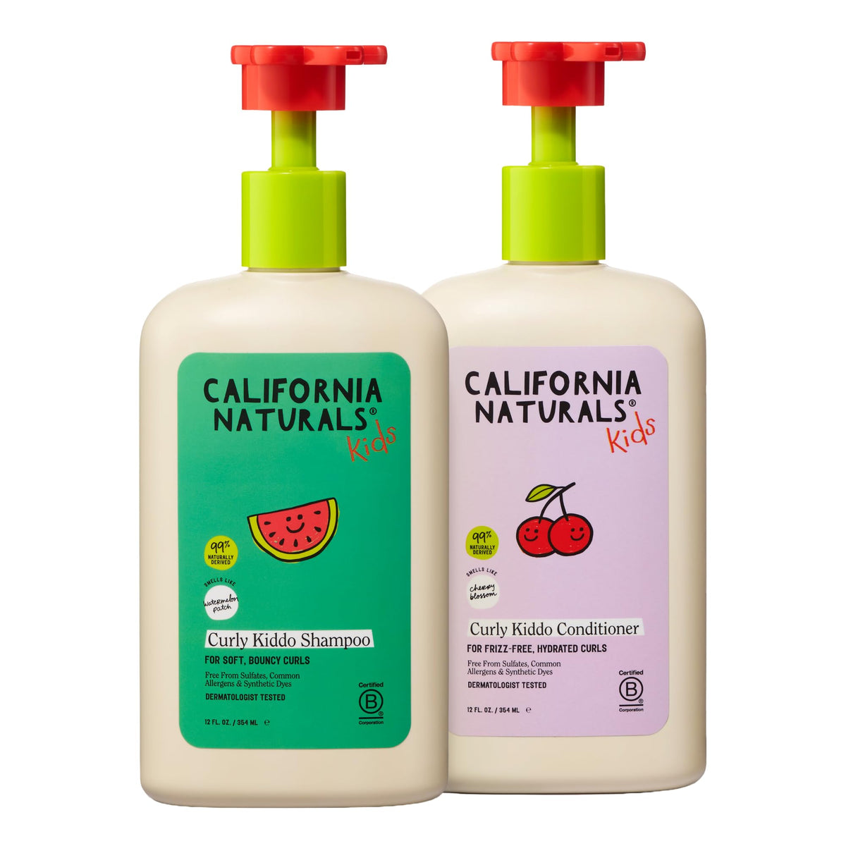 California Naturals Curly Kiddo Shampoo & Conditioner Set with Argan Oil, Enriched Rice Water and Shea Butter, Sulfate Free, For Kids with Curly Hair,