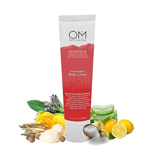OM Botanical Magnesium Body Lotion | No Sting, No Itch | Ultra-Hydrating Organic Body Butter & Magnesium Cream for Hands, Feet & Body | Beauty & Personal Care OM Botanical