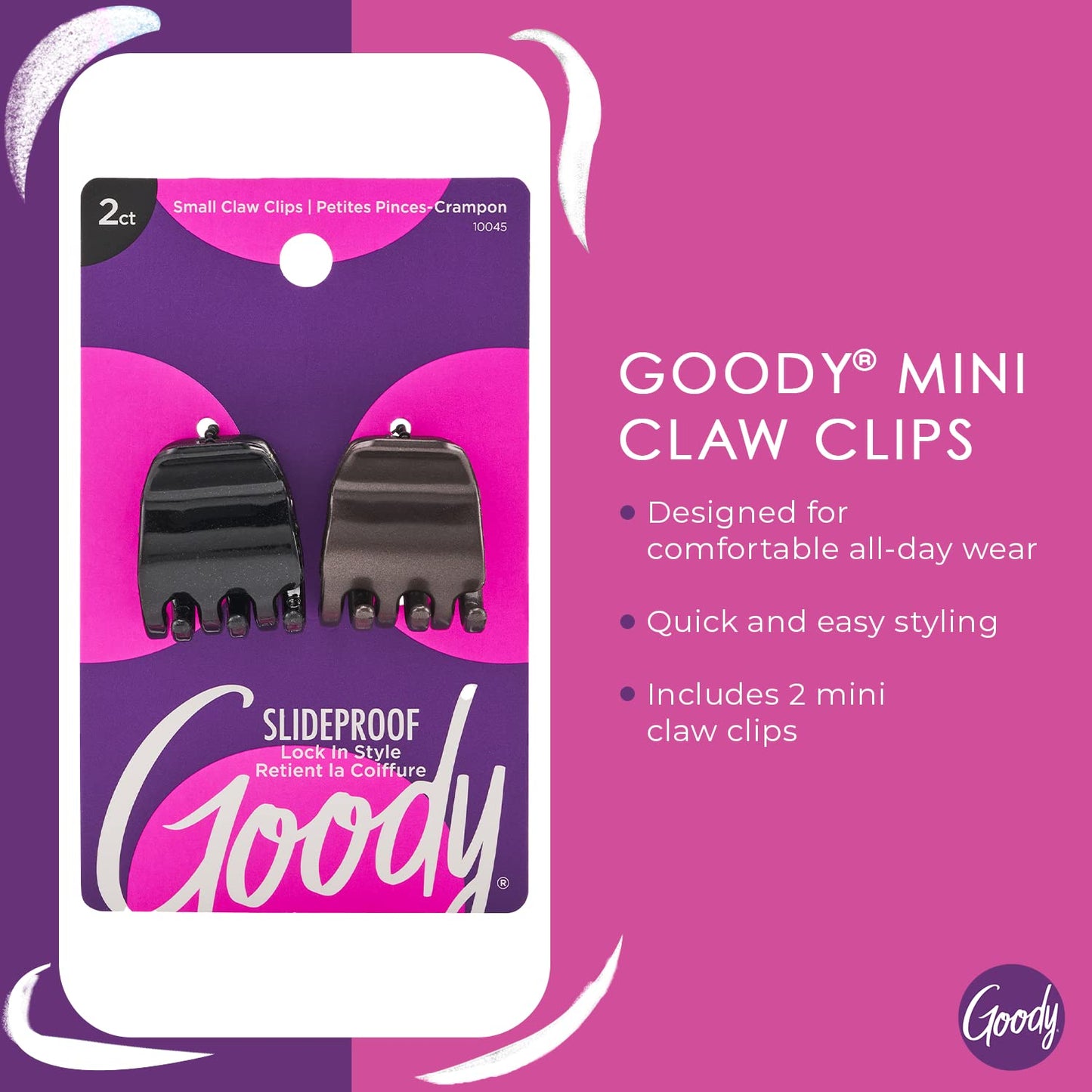 Goody SlideProof Mini Claw Clips, 2 Ct, Black/Brown, Secure Grip for Quick & Easy Hairstyles, Chic Hair Styling Accessories for Women, Men, Boys Beauty & Personal Care GOODY