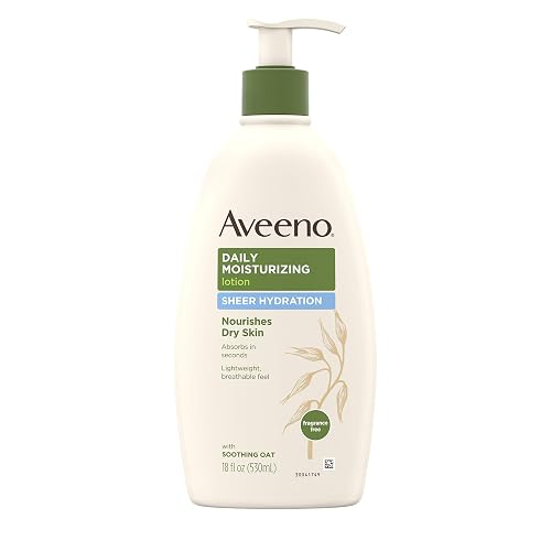 Aveeno Sheer Hydration Daily Moisturizing Lotion for Dry Skin with Soothing Oat, Lightweight, Fast-Absorbing & Fragrance-Free Intense Body Beauty & Personal Care Aveeno