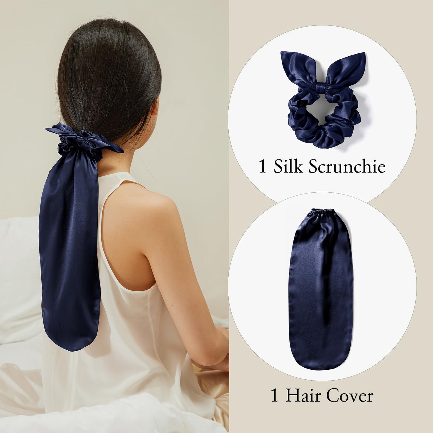 LILYSILK 2-in-1 Silk Hair Ties with Silk Scrunchies for Long and Curly Hair, 100% Silk Bonnet for Sleeping & Daily Usage, Elastic Adjustable for Women Beauty and Personal Care LilySilk