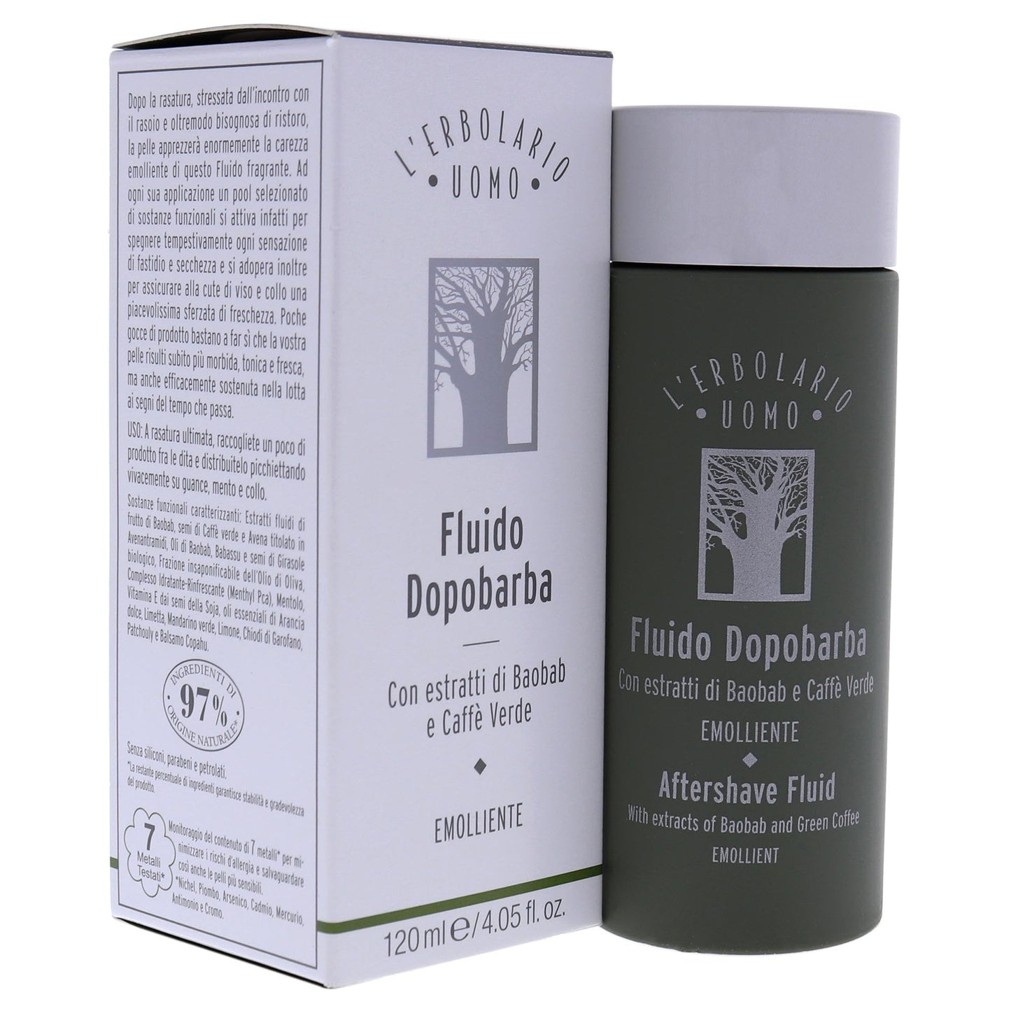 L'Erbolario Baobab And Green Coffee Aftershave Fluid - For Instantly Reducing Any Redness Caused By Shaving - Soothe Any Feelings Of Discomfort Beauty and Personal Care L'Erbolario