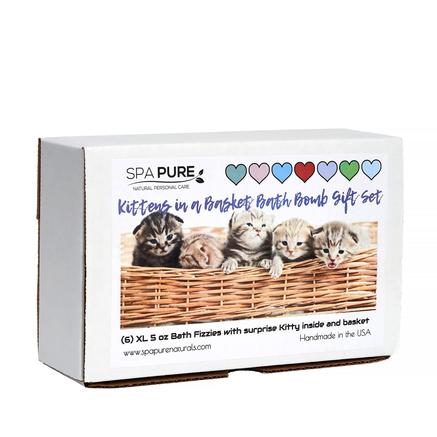 Spa Pure Kittens in Basket: 6 Adorable Kittens Hiding Inside Each Colorful Bath Bomb, XL 5 oz Each (6 Count) Pack of 1, Multicolor Beauty and Personal Care Spa Pure