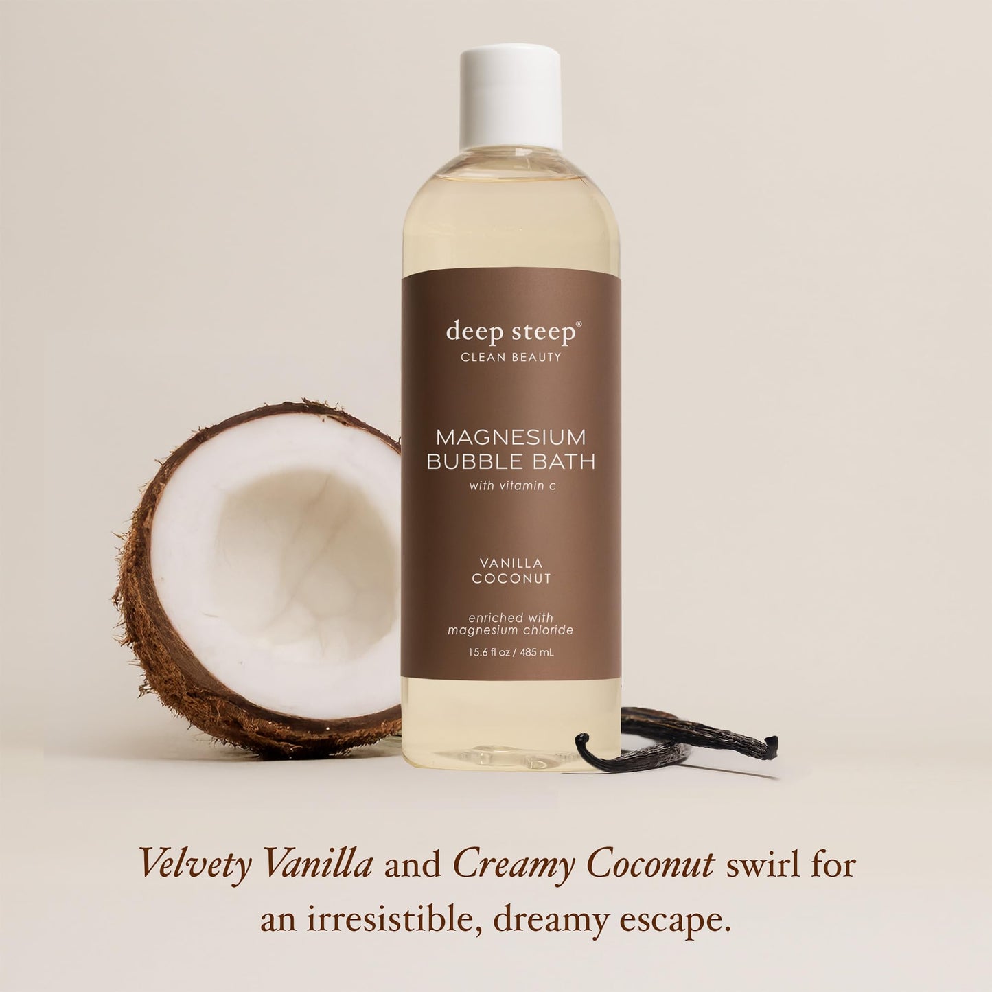 Deep Steep Magnesium Bubble Bath, 15.6 oz - Foaming Soak with Magnesium, Coconut Oil, Aloe, Vitamin C, Shea Butter & Argan Oil - Vegan, Clean Beauty Beauty and Personal Care Deep Steep