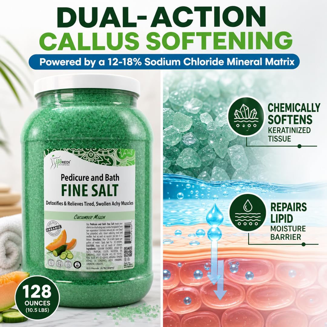 SPA REDI - Detox Foot Soak Pedicure and Bath Fine Salt, Cucumber and Melon, 128 Oz - Made with Dead Sea Salts, Argan Oil, Coconut Oil, and Essential Beauty and Personal Care SPA REDI