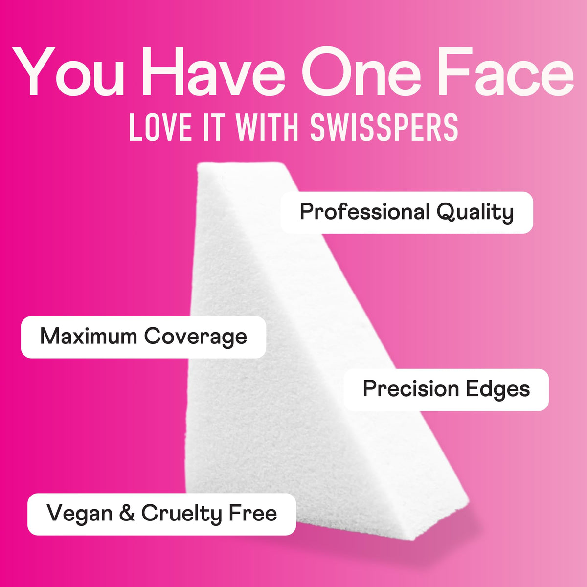 Swisspers Premium Pro Cosmetic Wedges, Latex-Free, Jumbo Size (Pack of 16)