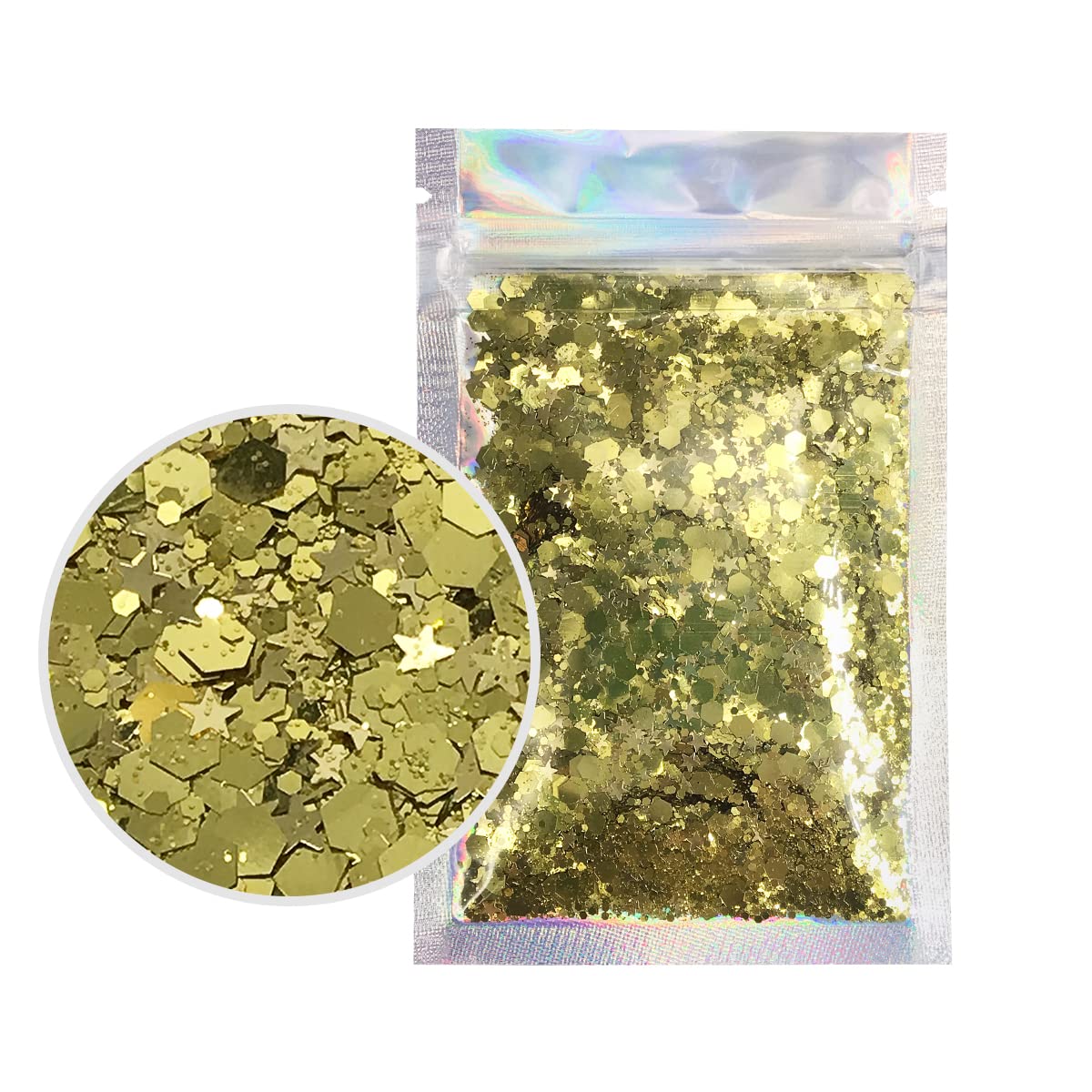 Gold - Face & Body Chunky Glitter - Hair, Makeup, Face, Body, Nails, Resin, Slime, Bath-Bombs, Candles, Arts & Crafts, and More - Solvent Resistant Beauty & Personal Care Electric Bliss Beauty