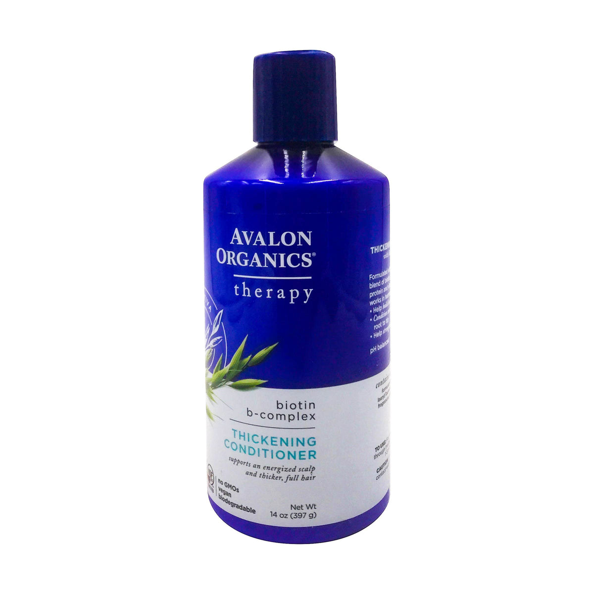 Avalon Organics Therapy Biotin B-Complex Thickening Conditioner, For an Energized Scalp and Thicker, Fuller-Looking Hair, 14 Fluid Ounces