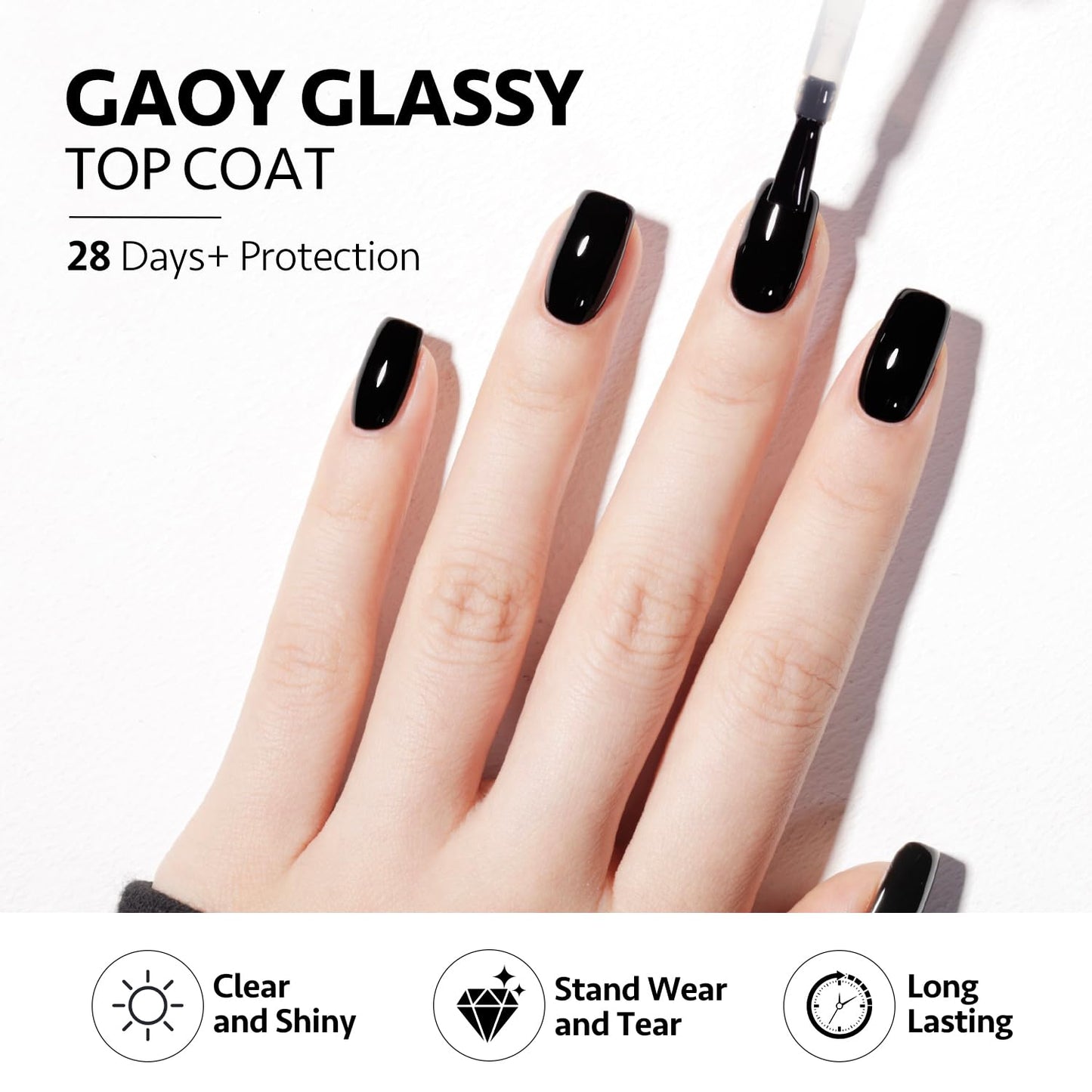 GAOY 2 Pcs 16ml No Wipe Gel Top Coat, Glassy Clear Gel Top Coat, High Gloss Finish for UV Light Cure Nail Polish Beauty and Personal Care GAOY