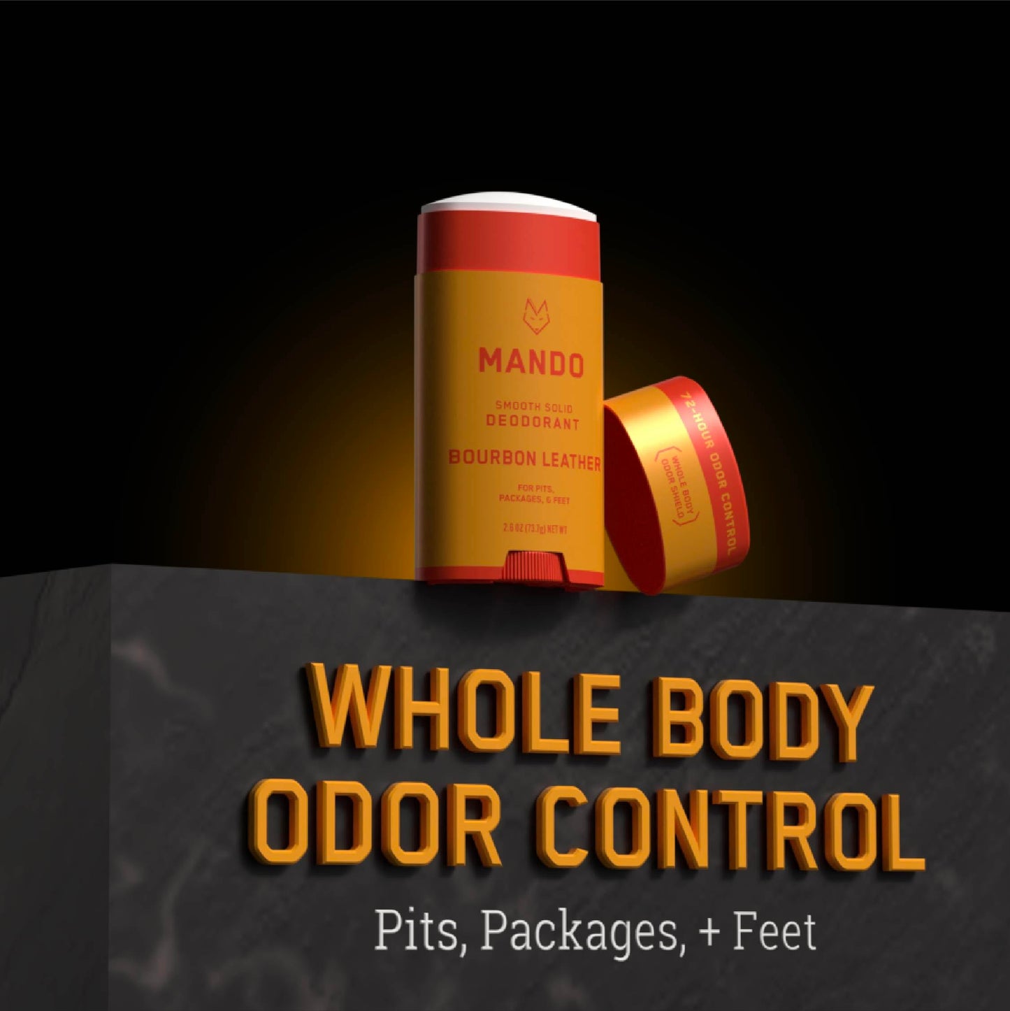 Mando Whole Body Deodorant For Men - Smooth Solid Stick - 72 Hour Odor Control - Aluminum Free, Baking Soda Free, Skin Safe - 2.6 Ounce (Bourbon Beauty and Personal Care Mando