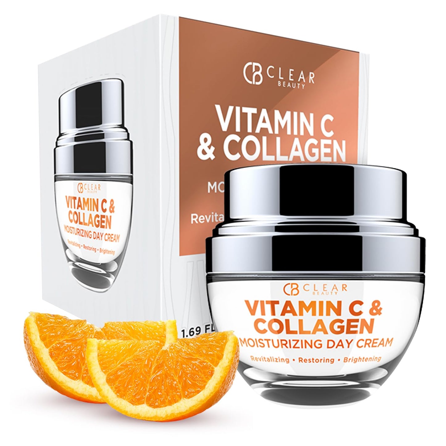Clear Beauty Vitamin C & Collagen Face Moisturizer - Anti Aging Day Cream, Hydrates, Firms & Revives Dull, Tired Skin - Dermatologist Tested, Korean Beauty & Personal Care Clear Beauty