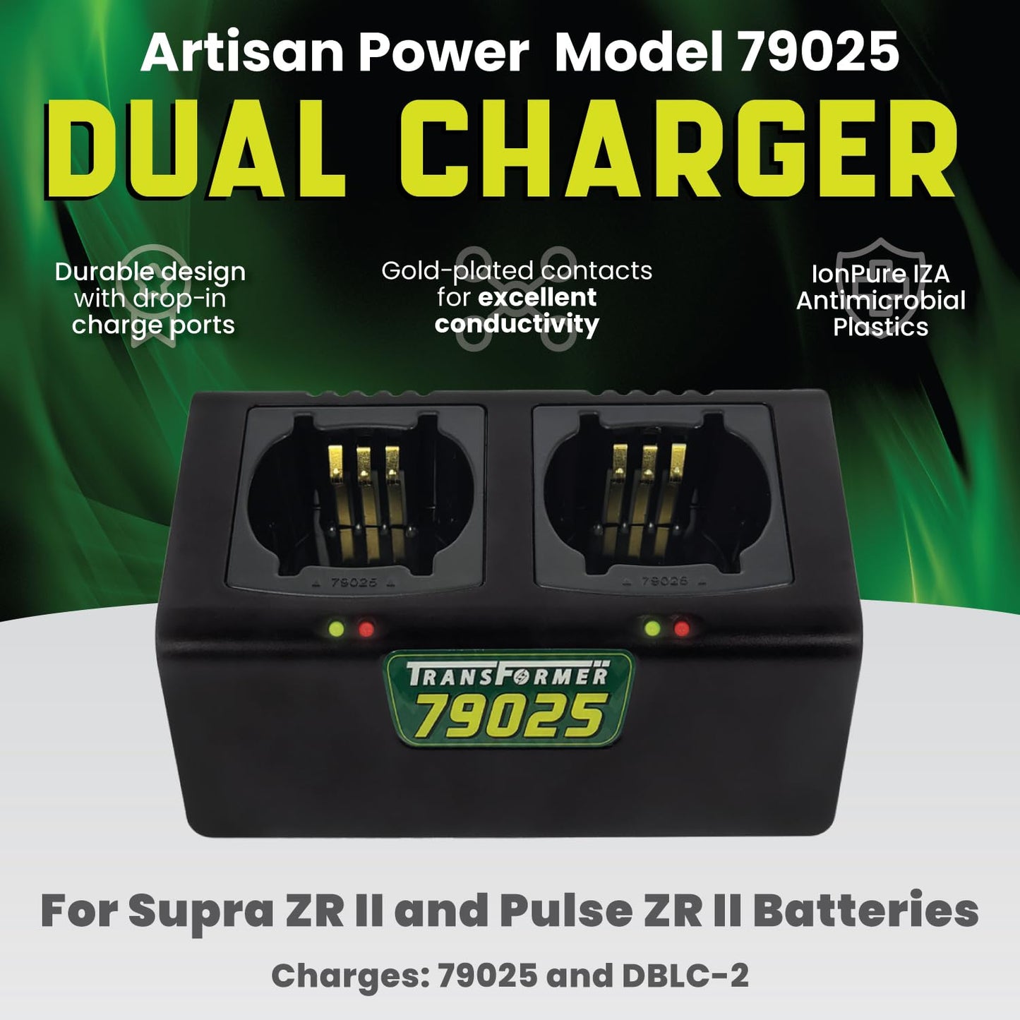 Artisan Power Battery Charger for Two Andis Supra ZR II and Pulse ZR II Clipper Batteries (79025 and DBLC-2) Durable Connectors, LEDs Status and PD Beauty and Personal Care Artisan Power