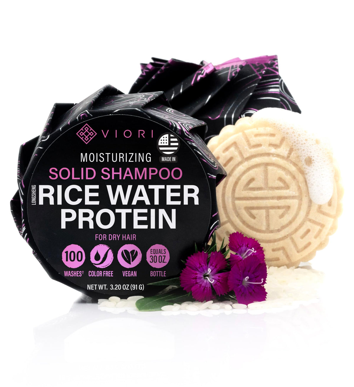 Viori Terrace Garden Shampoo Bar Made with Rice Water - Handcrafted All Natural Shampoo Bars - Sulfate Free Beauty & Personal Care Viori